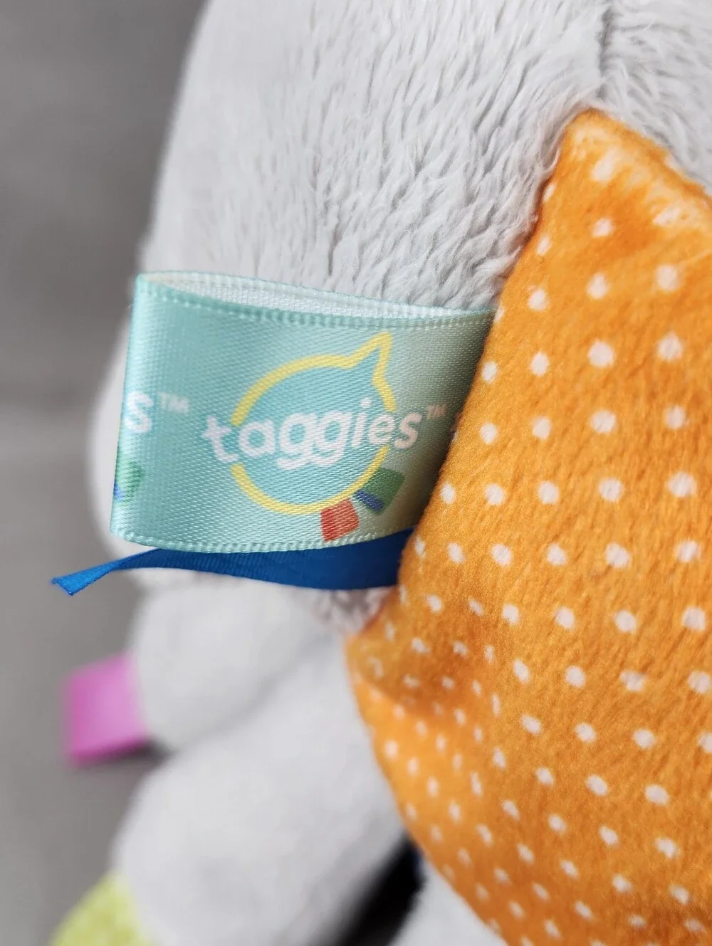 Bright Starts Taggies Elephant Gray Plush Lovey Baby Rattle Toy 9